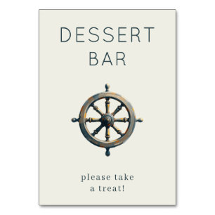 Tarjeta De Mesa Invitando Rueda del Timón Náutico Gris