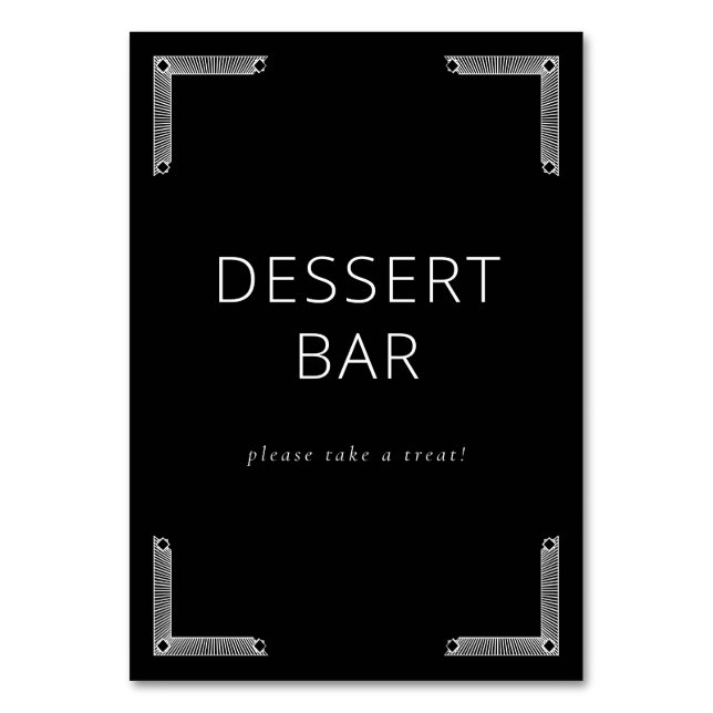 Tarjeta De Mesa Inviting Black and White Dessert Bar Sign (Anverso)