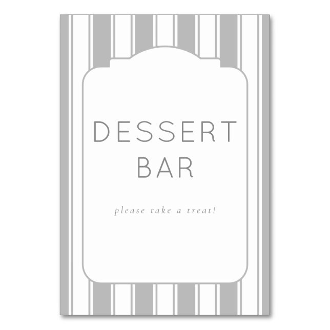 Tarjeta De Mesa Inviting Gray Minimalist Dessert Bar Sign (Anverso)