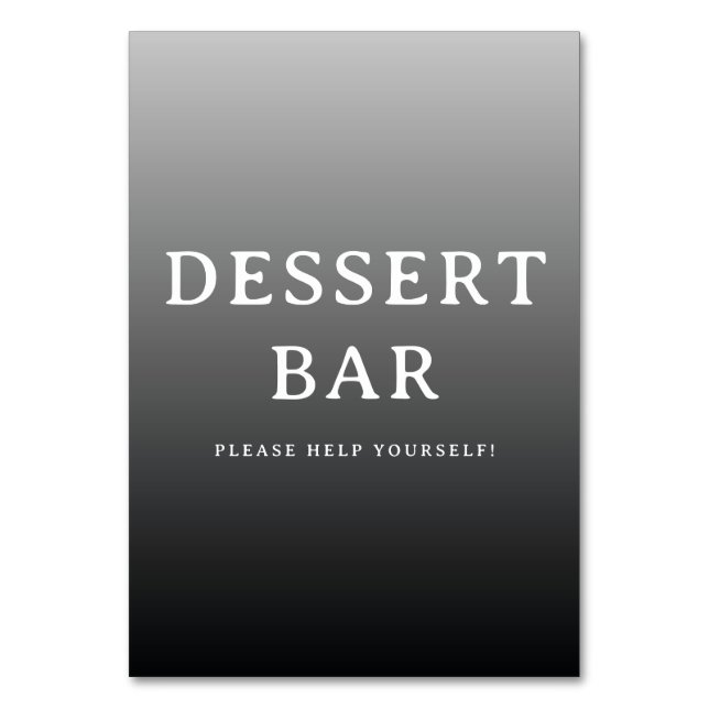 Tarjeta De Mesa Inviting Grayscale Minimalist Dessert Bar Sign (Anverso)