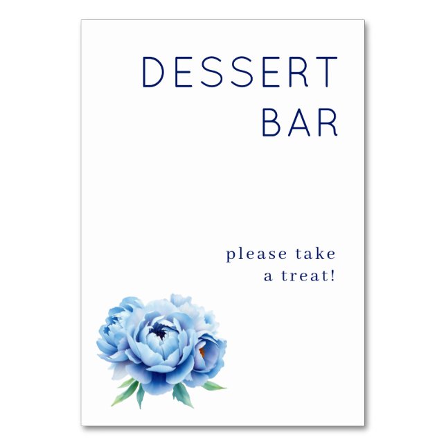 Tarjeta De Mesa Inviting Navy Floral Dessert Sign (Anverso)