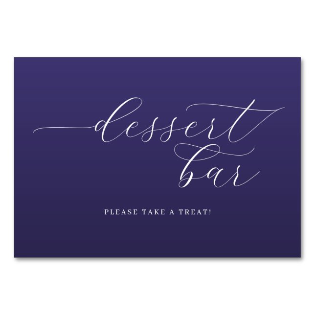 Tarjeta De Mesa Inviting Purple Cursive Dessert Bar Sign (Anverso)