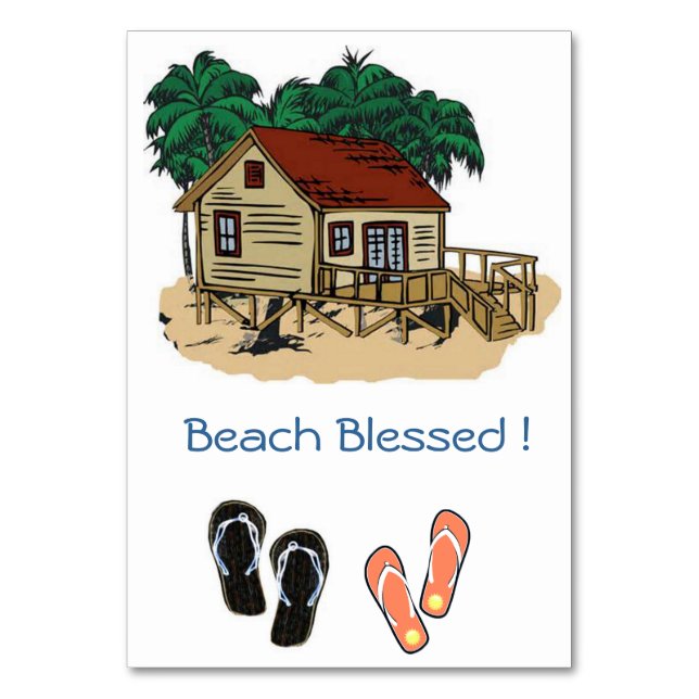 Tarjeta De Mesa Invito bendecido por la playa (Anverso)