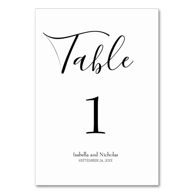 Tarjeta De Mesa Isabella Calligrafía singulares moderna y sencilla (Anverso)