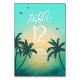 Tarjeta De Mesa Isla Tropical Amanecer Nupcial Teal ID581