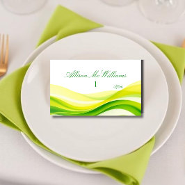 Tarjeta De Mesa Island Citrus Green and Yellow Meal Icons Fish
