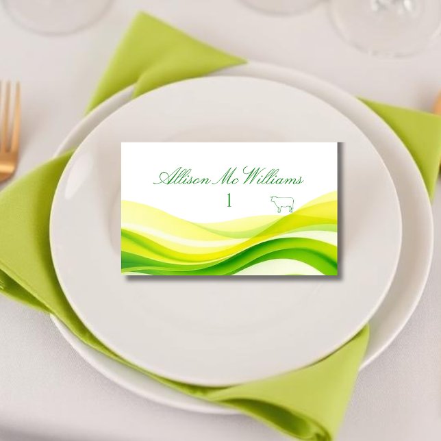 Tarjeta De Mesa Island Citrus Green and Yellow Meal Icons Meat (Island Citrus Green and Yellow Meal Icons Meat Table Number)