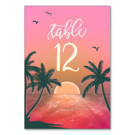 Tarjeta De Mesa Isle tropical Sunrise Boda Pink ID581