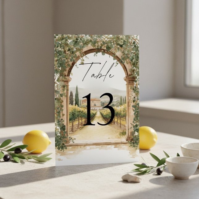 Tarjeta De Mesa Italian Vineyard Wedding Tuscan  (Subido por el creador)