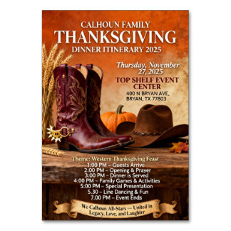 Tarjeta De Mesa itinerary