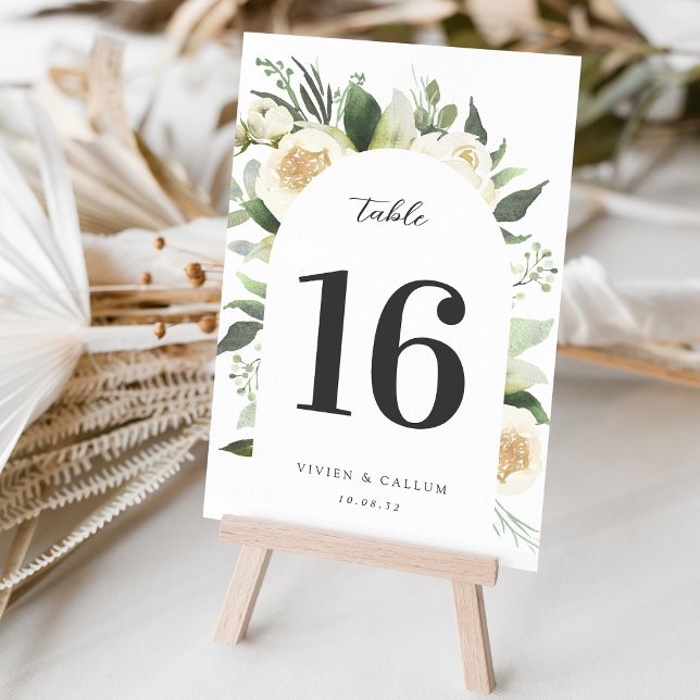 Tarjeta De Mesa Ivory Bloom | Boda floral acuarela (Subido por el creador)