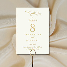 Tarjeta De Mesa Ivory Botanical Christian Wedding   