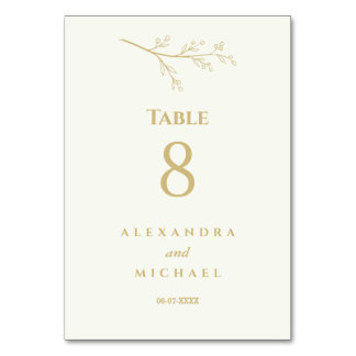 Tarjeta De Mesa Ivory Botanical Minimalist Wedding  
