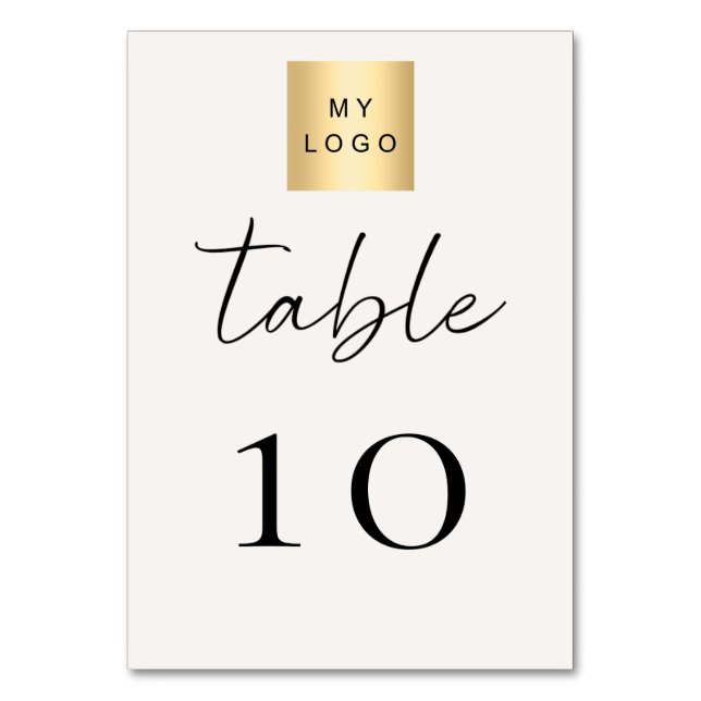 Tarjeta De Mesa Ivory business logo table number (Anverso)