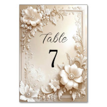Ivory Flowers Table Number