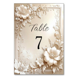 Tarjeta De Mesa Ivory Flowers Table Number