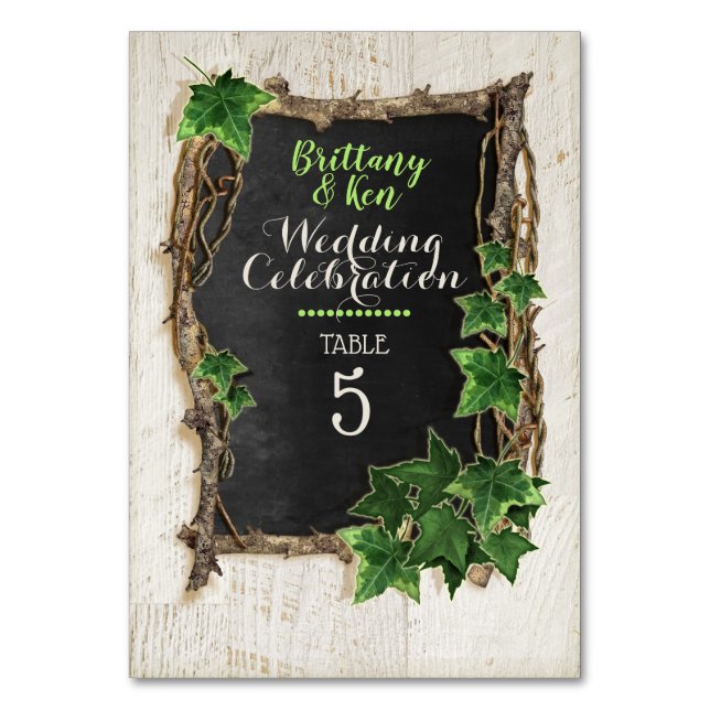 Tarjeta De Mesa Ivy y Willow Boda (Anverso)