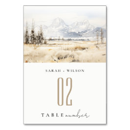 Tarjeta De Mesa Jackson Hole Wyoming Watercolor Landscape Wedding