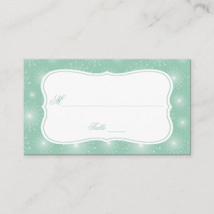 Tarjeta De Mesa Jade Mint White Starbusts Sunburst Place Cards