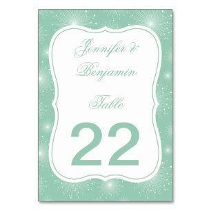 Tarjeta De Mesa Jade Mint White Sunburst Starburst Table Cards
