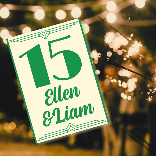 Tarjeta De Mesa Jade on Beige Boda de los años 20 (Subido por el creador)