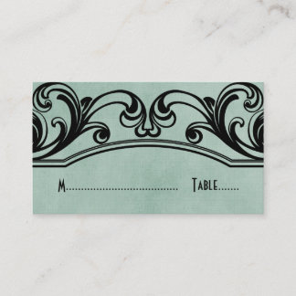 Tarjeta De Mesa Jade Vintage Swirls Place Card