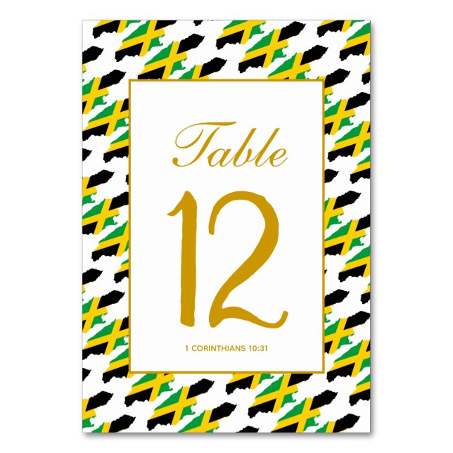 Tarjeta De Mesa JAMAICA Boda de la celebración de banquetes (Anverso)
