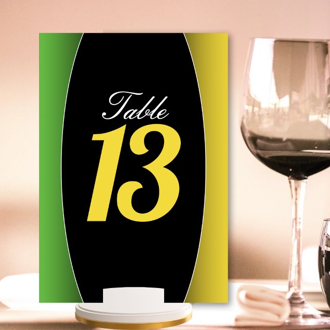Tarjeta De Mesa Jamaica colorea restaurante Green Gold Caribbean (green black and yellow gold Jamaica Jamaican colors table number card)
