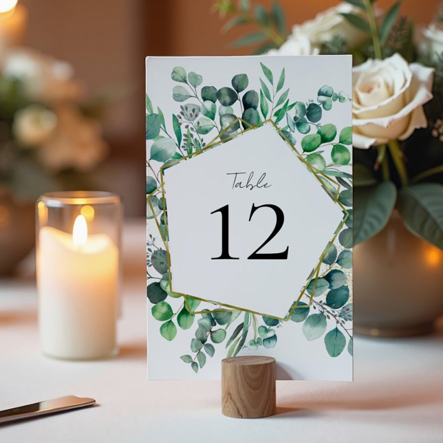 Tarjeta De Mesa Jardín Botánico de Eucalipto Boda Verde (Subido por el creador)