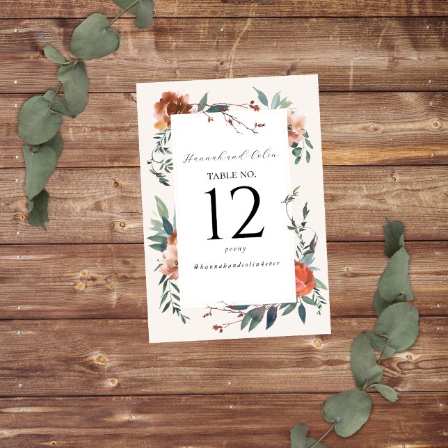Tarjeta De Mesa Jardín Botánico Elegante de Melocotón Marsala (Subido por el creador)