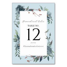 Tarjeta De Mesa Jardín Botánico Naval Azul Polvoriento Elegante