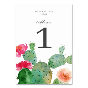 Tarjeta De Mesa Jardín Cactus Elegante BODA