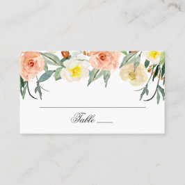 Tarjeta De Mesa Jardín de flores en acuarela. Boda floral rosado