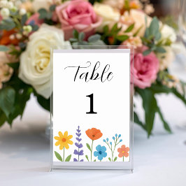 Tarjeta De Mesa Jardín de flores silvestres acuarela floral boda