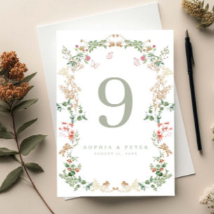 Tarjeta De Mesa Jardín de flores silvestres elegante número de mes
