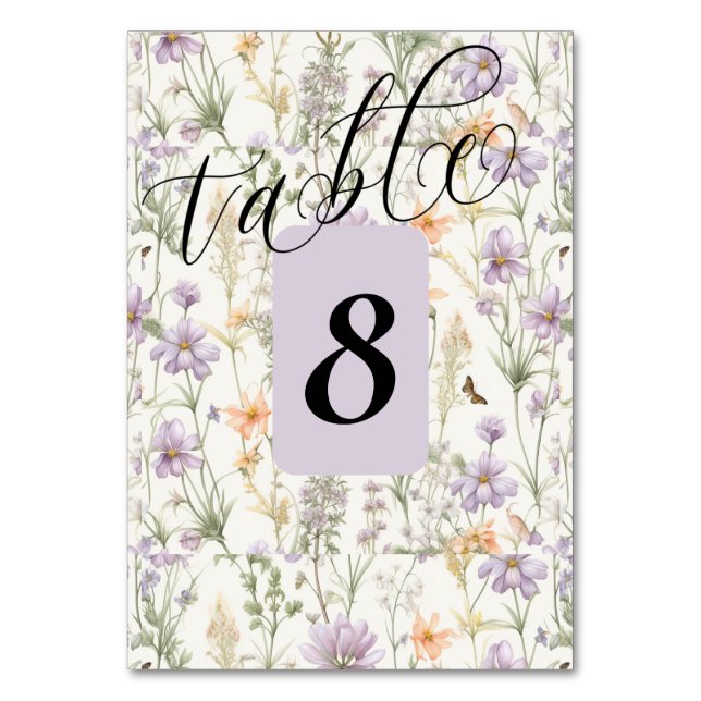 Tarjeta De Mesa Jardín de primavera azul rosa amarillo lavanda (Reverso)