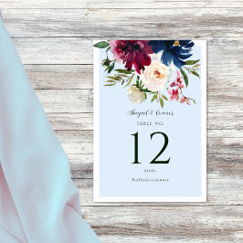 Tarjeta De Mesa Jardín encantado Luz Azul Borgoña Marina