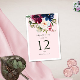 Tarjeta De Mesa Jardín encantado Rubor rosa Marina Borgoña