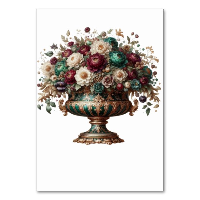 Tarjeta De Mesa Jarrón floral bávaro victoriano (Anverso)