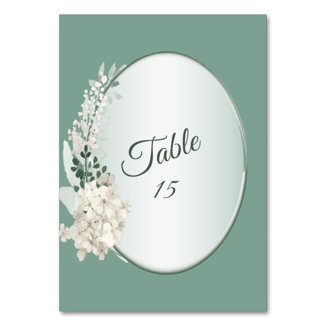 Tarjeta De Mesa Jasmine Floral Green Geometric Wedding Party (Anverso)
