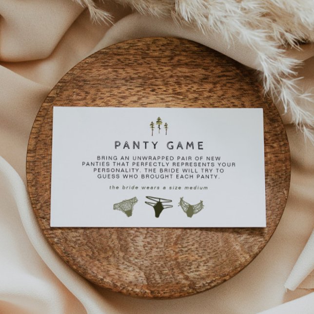 Tarjeta De Mesa JENNA Rustic Pine Bachelorette Panty Game Ticket (Subido por el creador)