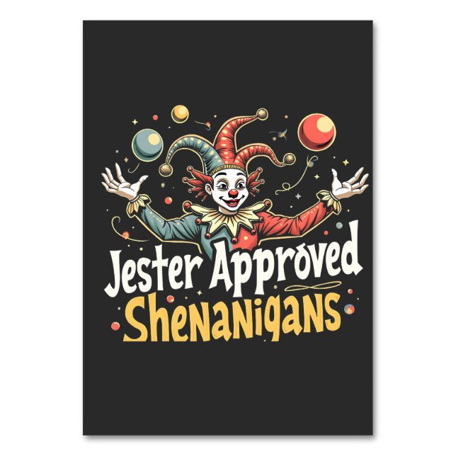 Tarjeta De Mesa Jester Aprobó Shenanigans Circus Clown (Anverso)