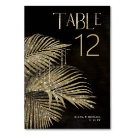 Tarjeta De Mesa Jewel Palm Leaf Boda Gold ID830