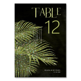 Tarjeta De Mesa Jewel Palm Leaf Boda Green ID830