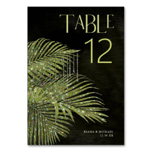 Tarjeta De Mesa Jewel Palm Leaf Boda Green ID830