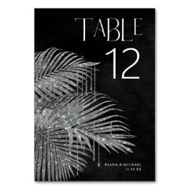 Tarjeta De Mesa Jewel Palm Leaf Boda Silver ID830