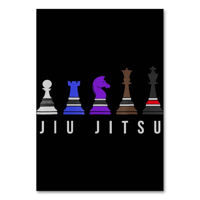 Tarjeta De Mesa jiu jitsu entrenando ajedrez, regalo bjj con texto (Anverso)