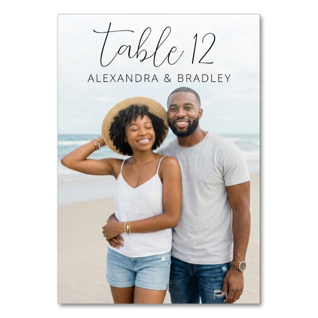 Tarjeta De Mesa Joyful Beach Minimalist Photo (Reverso)