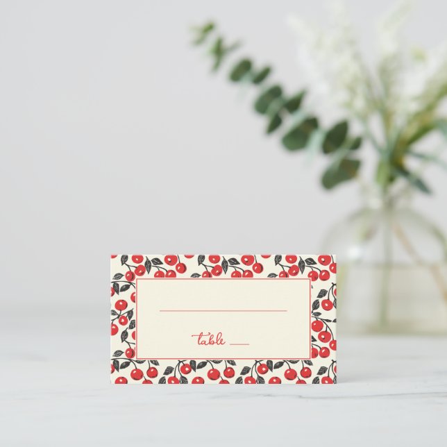 Tarjeta De Mesa Joyful Red Cherry Border (Anverso de pie)