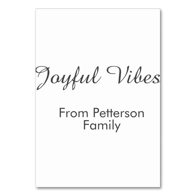 Tarjeta De Mesa Joyful Vibes red Christmas add family name date  (Anverso)